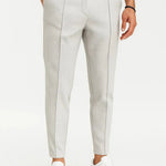 Ribbed Knit Straight Leg Trousers for Men - White