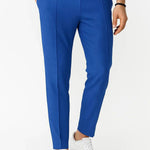 Ribbed Knit Straight Leg Trousers for Men - Blue