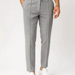 Ribbed Knit Straight Leg Trousers for Men - Gray