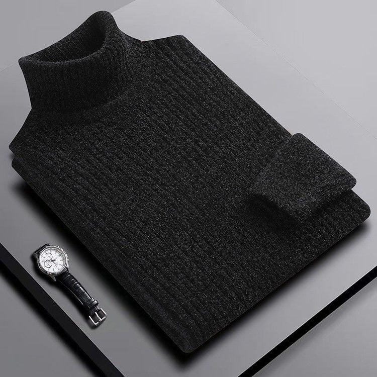 Ribbed Knit Turtleneck Sweater for Men - View 12