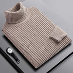 Ribbed Knit Turtleneck Sweater for Men - View 13