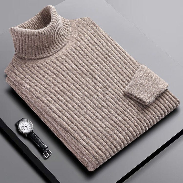 Ribbed Knit Turtleneck Sweater for Men - View 13