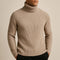 Ribbed Knit Turtleneck Sweater for Men - Beige