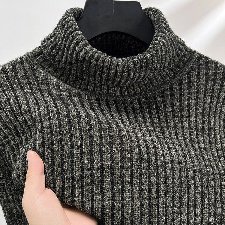 Ribbed Knit Turtleneck Sweater for Men - View 6