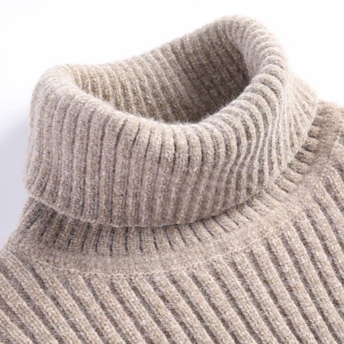 Ribbed Knit Turtleneck Sweater for Men - View 7