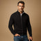Ribbed Knit Zip-Up Cardigan for Men - Black