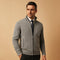 Ribbed Knit Zip-Up Cardigan for Men - Light Grey