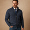 Ribbed Knit Zip-Up Cardigan for Men - Navy Blue