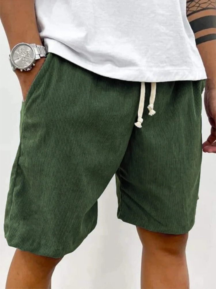 Ribbed Relaxed Fit Drawstring Shorts for Men