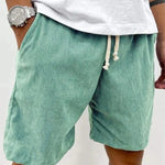 Ribbed Relaxed Fit Drawstring Shorts for Men - Mint Green