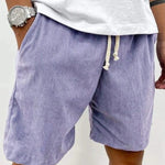 Ribbed Relaxed Fit Drawstring Shorts for Men - Light Purple