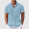 Ribbed Short Sleeve Button-Down Shirt for Men
