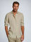 Rolled Sleeve Linen Button-Down Shirt for Men