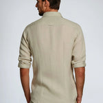 Rolled Sleeve Linen Button-Down Shirt for Men - View 2