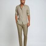 Rolled Sleeve Linen Button-Down Shirt for Men - View 3