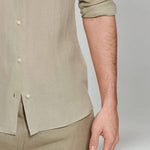Rolled Sleeve Linen Button-Down Shirt for Men - View 5
