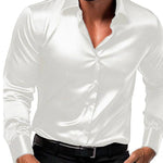 Satin Slim Fit Button-Down Shirt for Men - View 2