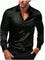 Satin Slim Fit Button-Down Shirt for Men - Black