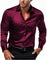 Satin Slim Fit Button-Down Shirt for Men - Burgundy
