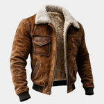 Sherpa-Lined Suede Bomber Jacket for Men