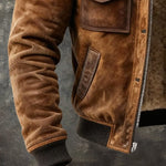 Sherpa-Lined Suede Bomber Jacket for Men - View 4