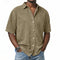 Short Sleeve Button-Down Denim Shirt for Men - Khaki
