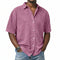 Short Sleeve Button-Down Denim Shirt for Men - Pink