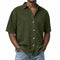 Short Sleeve Button-Down Denim Shirt for Men - Dark Green