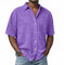 Short Sleeve Button-Down Denim Shirt for Men - Purple