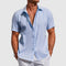 Short Sleeve Button-Down Linen Shirt for Men