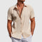 Short Sleeve Button-Down Linen Shirt for Men - Beige