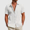 Short Sleeve Button-Down Linen Shirt for Men - White