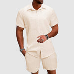 Short Sleeve Button-Down Shirt and Shorts Set for Men