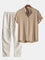 Short Sleeve Button-Down Shirt for Men - Beige