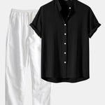 Short Sleeve Button-Down Shirt for Men - Schwarz