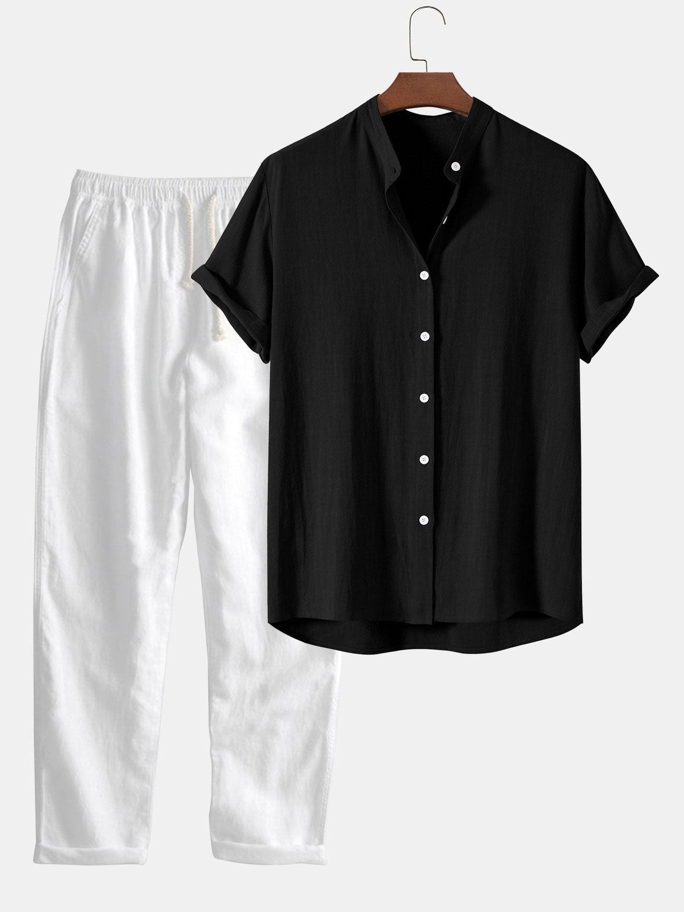 Short Sleeve Button-Down Shirt for Men - Schwarz