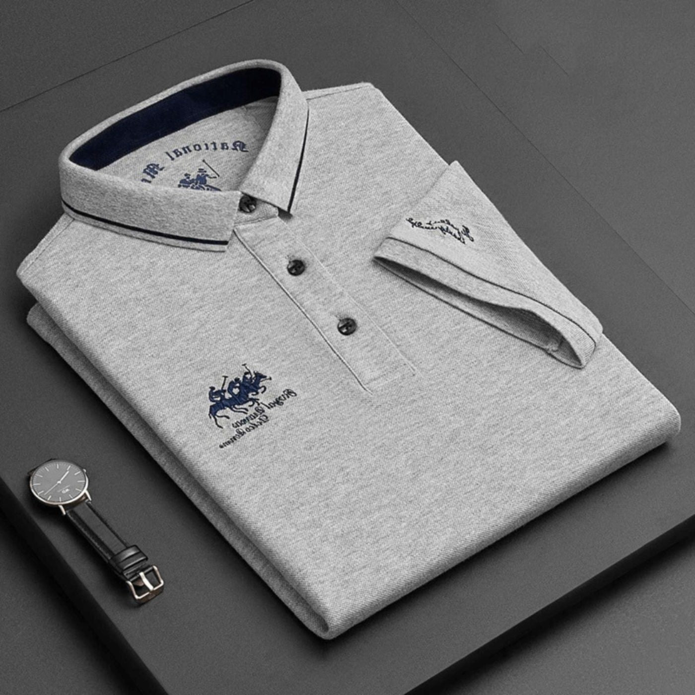 Short Sleeve Contrast Collar Polo Shirt for Men - Gray