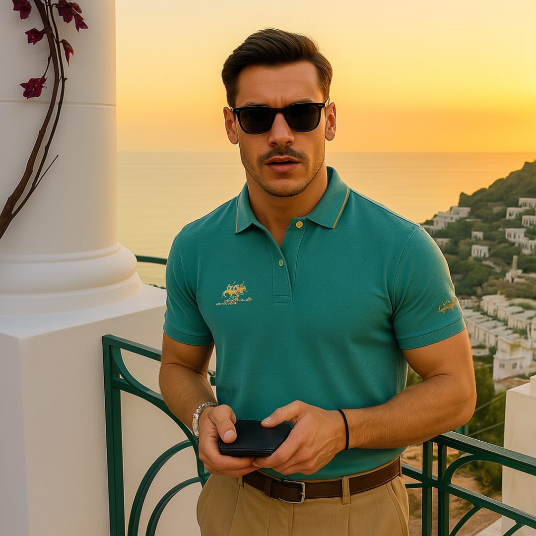 Short Sleeve Contrast Collar Polo Shirt for Men - View 2