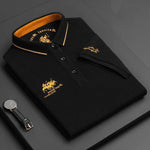 Short Sleeve Contrast Collar Polo Shirt for Men - Black