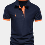 Short Sleeve Contrast Trim Polo Shirt for Men