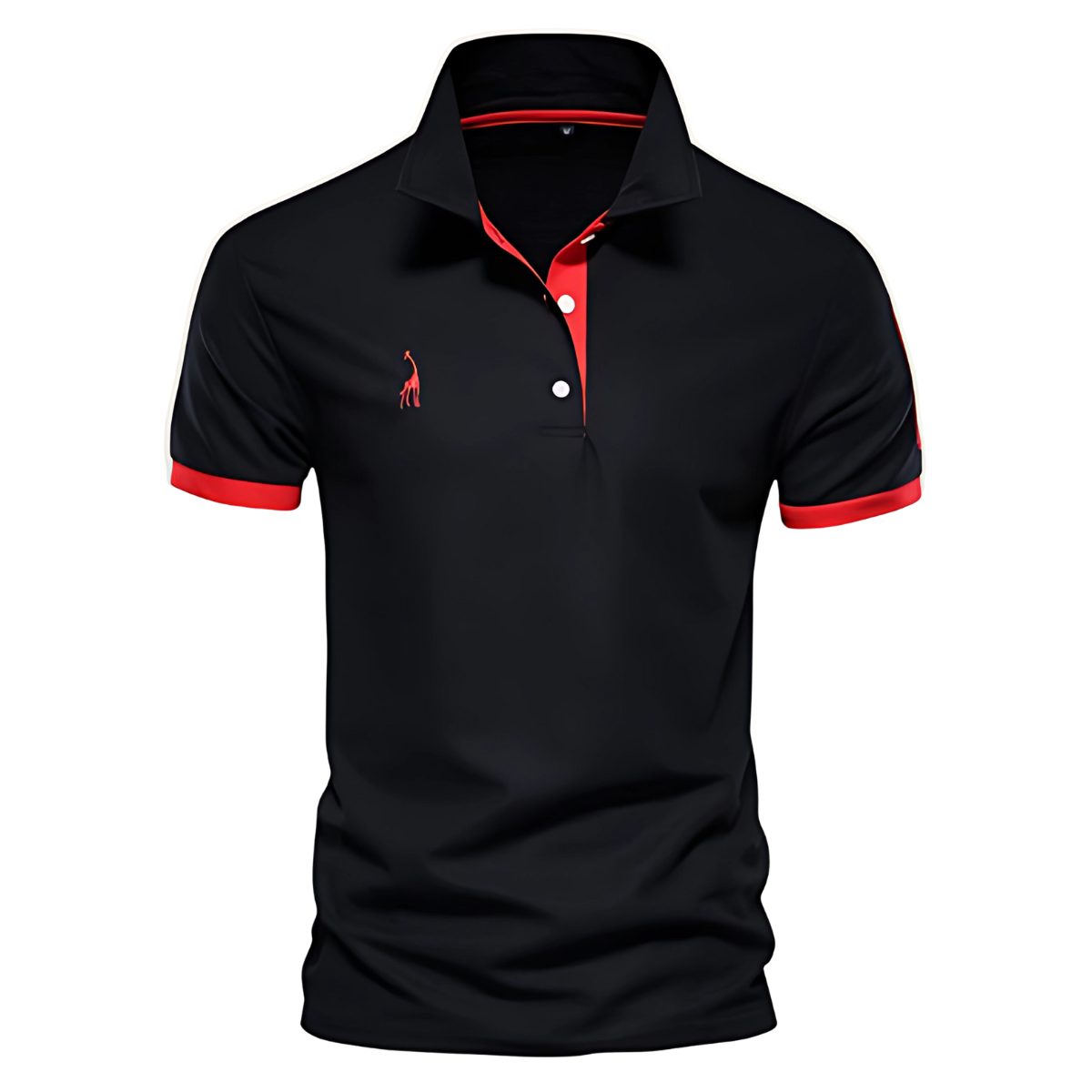 Short Sleeve Contrast Trim Polo Shirt for Men - Black-Red