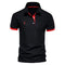 Short Sleeve Contrast Trim Polo Shirt for Men - Black-Red