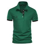 Short Sleeve Contrast Trim Polo Shirt for Men - Green