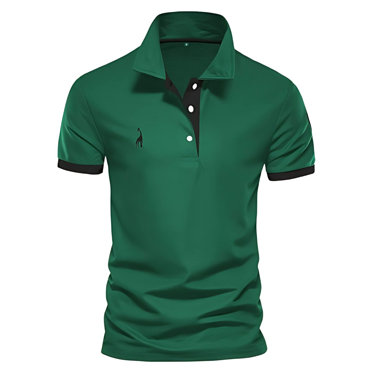 Short Sleeve Contrast Trim Polo Shirt for Men - Green