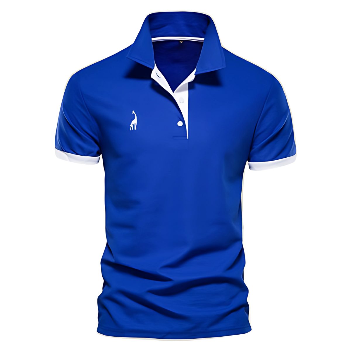 Short Sleeve Contrast Trim Polo Shirt for Men - Blue
