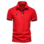 Short Sleeve Contrast Trim Polo Shirt for Men - Red