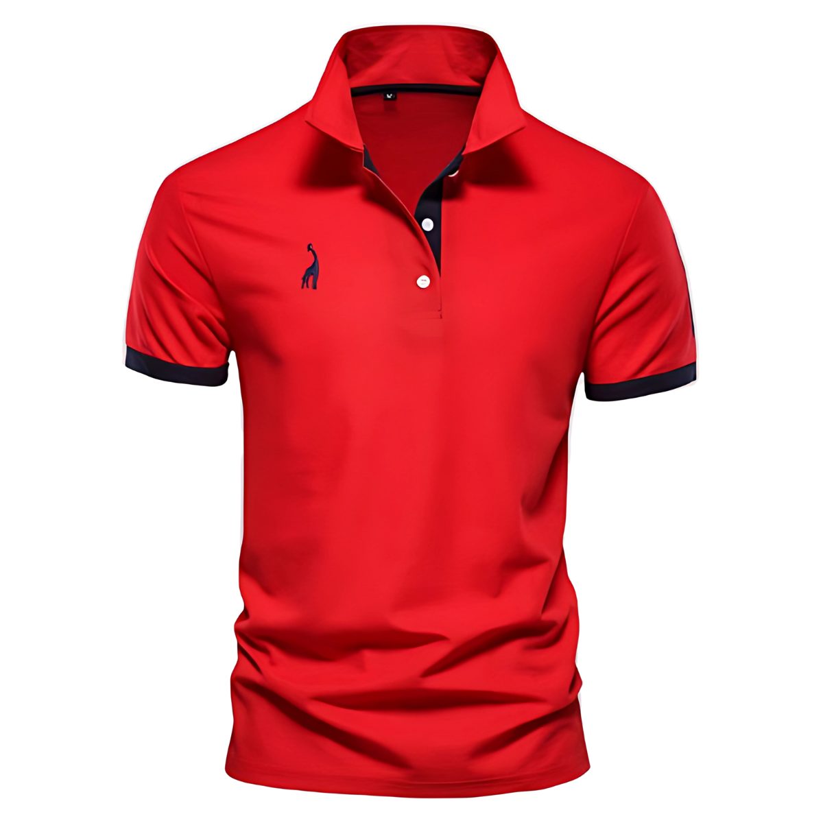 Short Sleeve Contrast Trim Polo Shirt for Men - Red