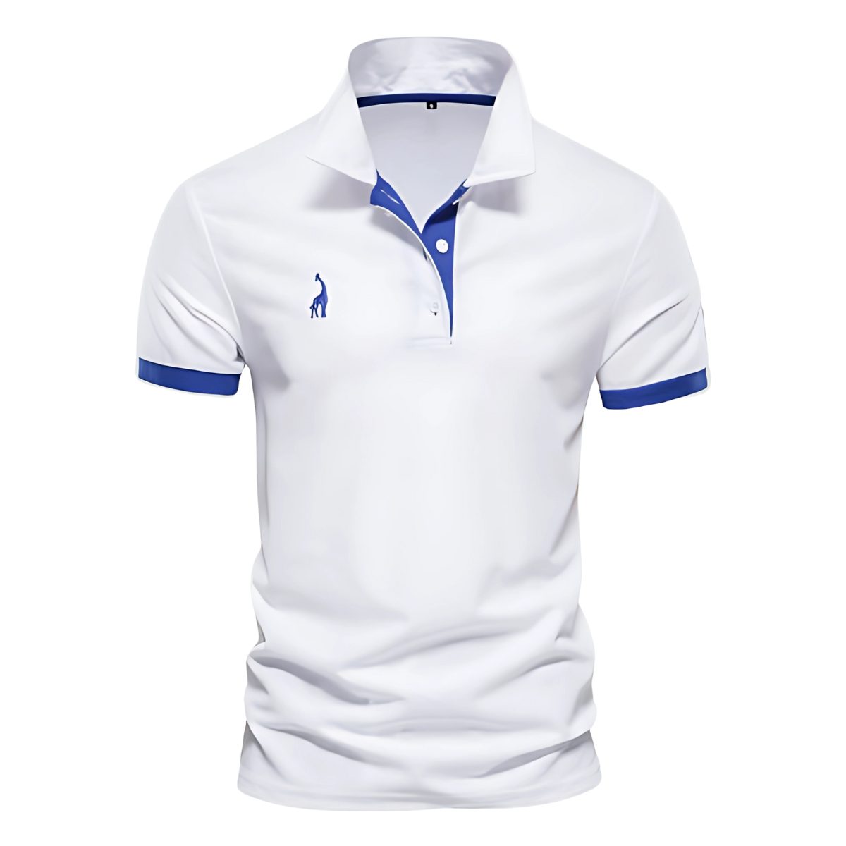 Short Sleeve Contrast Trim Polo Shirt for Men - White