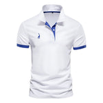 Short Sleeve Contrast Trim Polo Shirt for Men - White