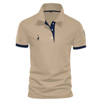 Short Sleeve Contrast Trim Polo Shirt for Men - Khaki